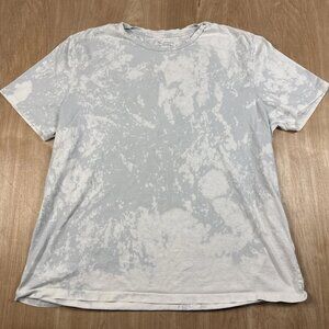 All Saints Mens Splashed White & Gray Short Sleeve Crew Neck T -Shirt Size Large